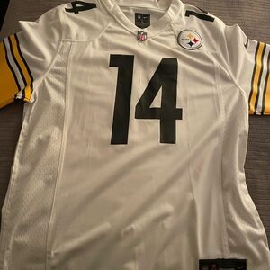 White Football Jersey with Black and Yellow Accents Steelers George Pickens